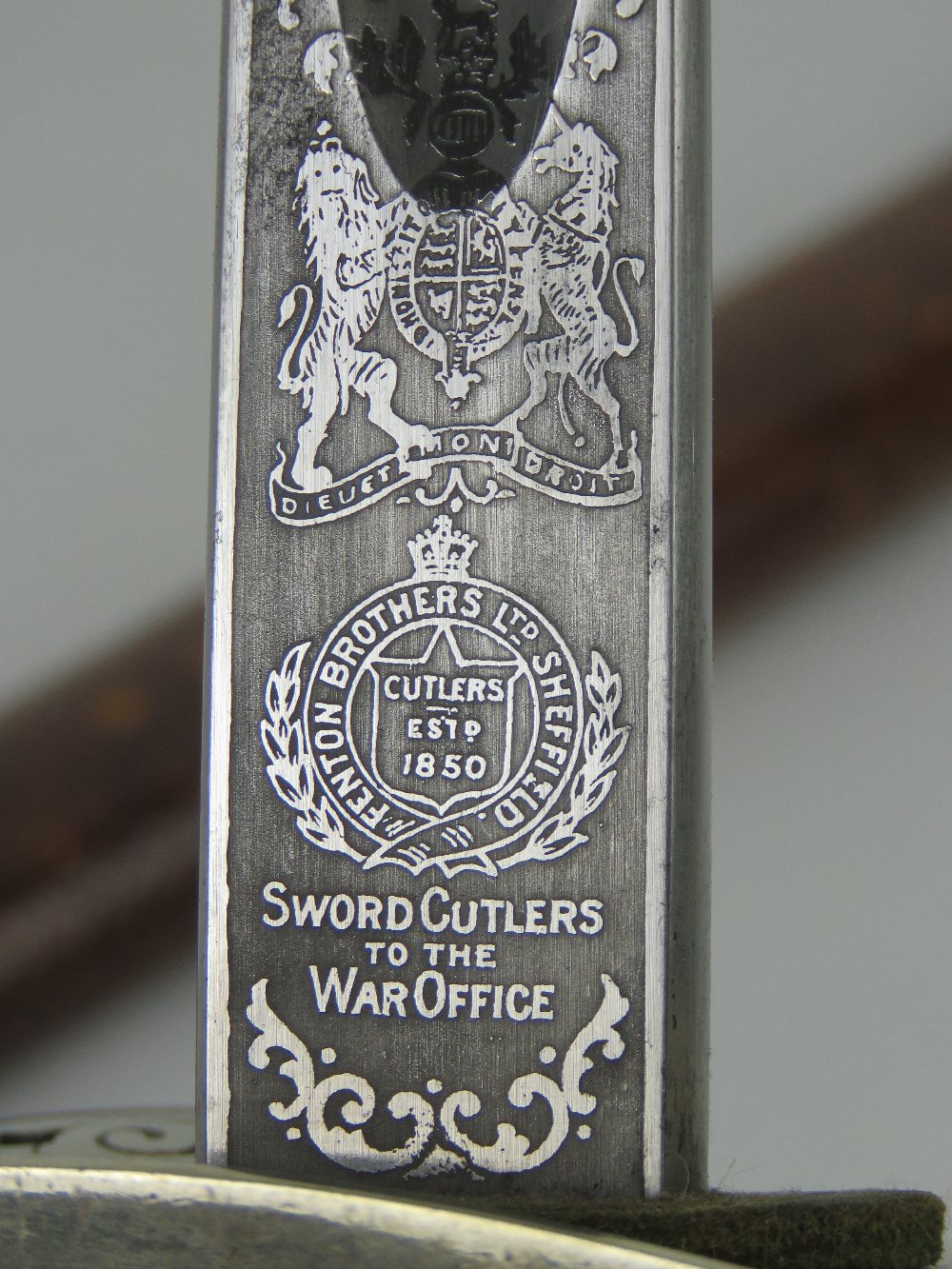 A George V army cutlass made by Fenton Bros Sheffield 'Sword Cutlers to the War Office', - Image 5 of 6