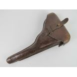 A WWI German military Luger holster in brown leather,