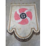 A reproduction WWII German NSDAP wall hanging, with gilt fringe and measuring approx 117 x 145cm.