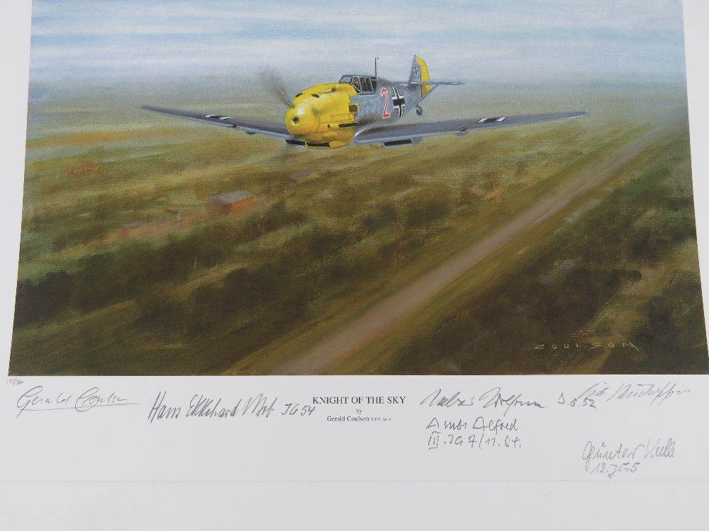 Gerald Coulson, three signed limited edition prints; 'Knight of the Sky' 193/300, - Image 2 of 8