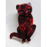 An overlaid plastic brooch in the style of Lea Stein in the form of a cat, 7.5cm in length.