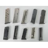 A quantity of ten assorted pistol magazi