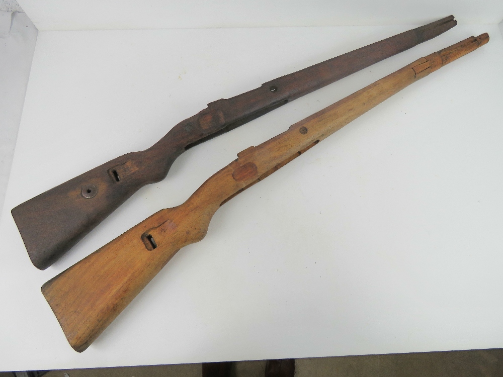 Two WWII K98 wooden stocks, a/f.