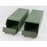 Two rare Soviet Russian Army steel ammo boxes for the 14.5mm KVPT cannon.