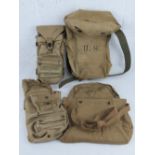 A WWII US Radio backpack, grenade satchel and webbing pouch.