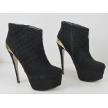 A pair of black velvet platform ankle boots by Carvela Kurt Geiger, size 39, heel height 6",