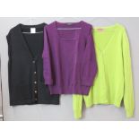 Ladies jumpers inc cashmere, pure new wool, leopard print by Hobbs, etc. Approx UK size 14-16.