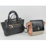 Two small handbags, one by Steve Madden, 20 x 25cm, the other in pink, black and tweed 21 x 14cm.