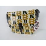 A leaf patterned handbag in yellow 'as new', approx 30 x 26cm.