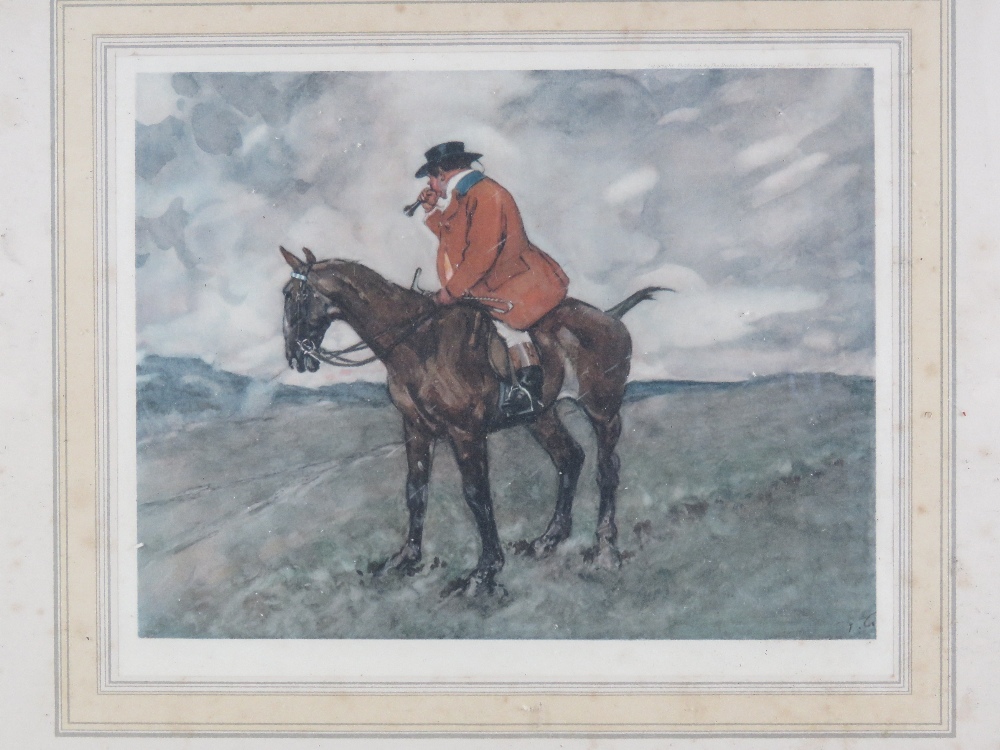 Coloured print; portly huntsman on galloping Chestnut, together with another print, - Image 2 of 5