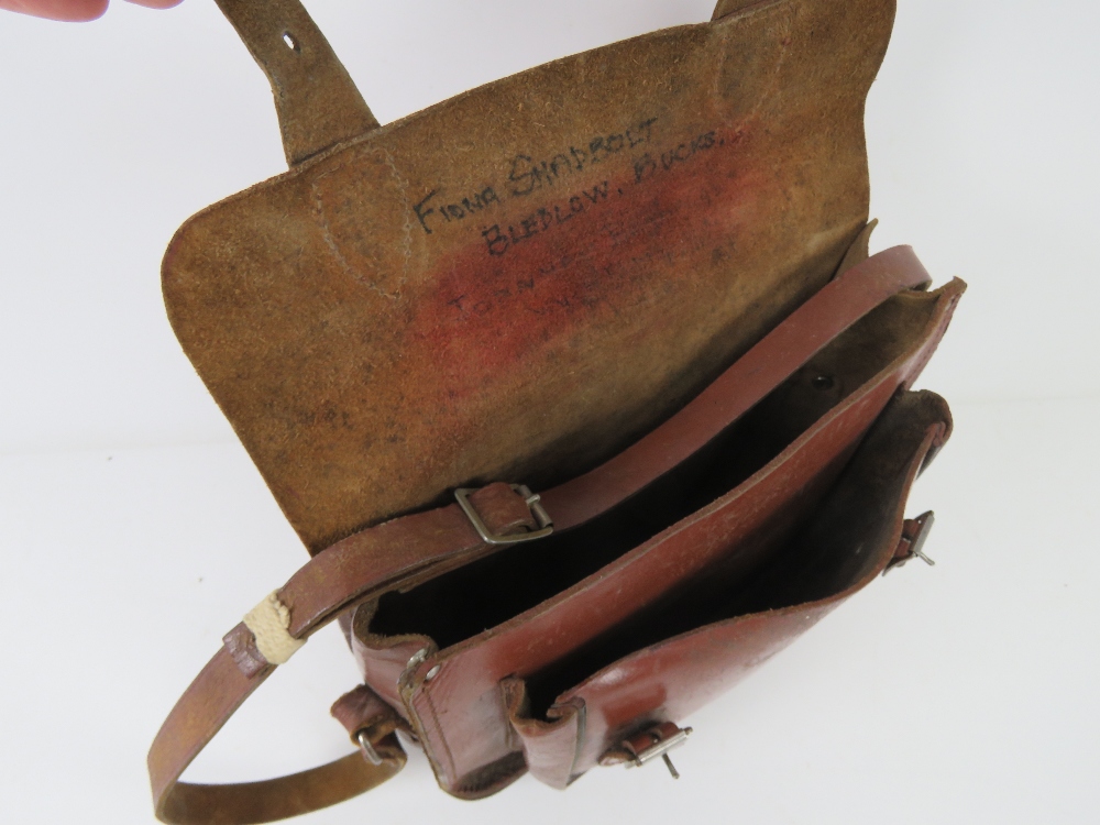 A pigskin leather cartridge bag with strap. - Image 2 of 3