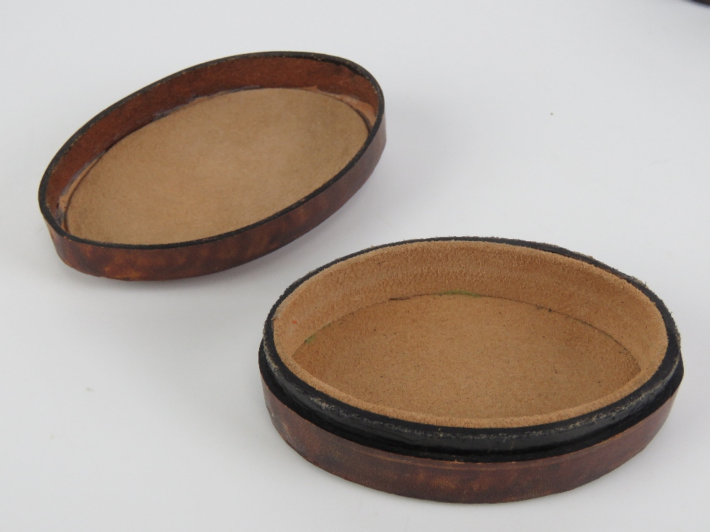 Two leather covered stud boxes manufactured by and stamped Harrods, - Image 6 of 6