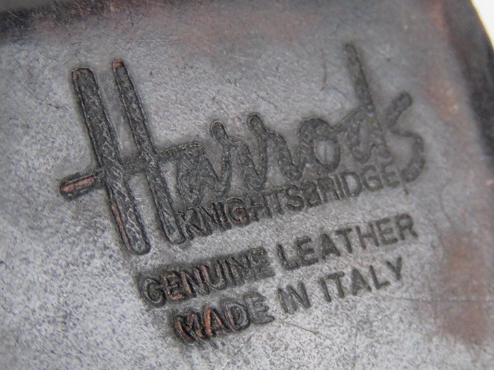 Two leather covered stud boxes manufactured by and stamped Harrods, - Image 3 of 6