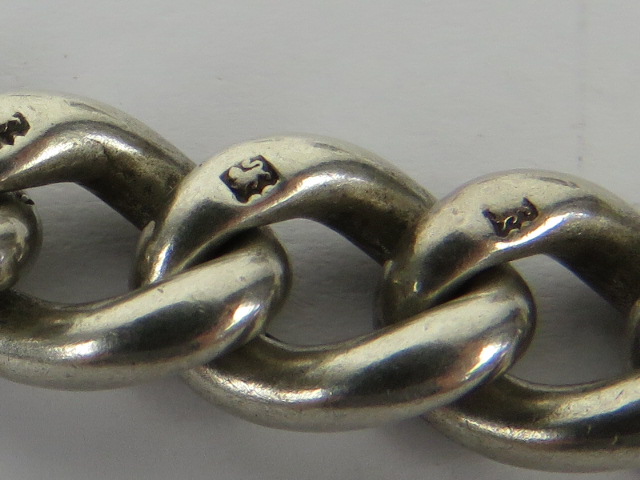 A HM silver watch chain having two clasps and T-bar, hallmarks to chain and T-bar, 49cm in length, - Image 2 of 3