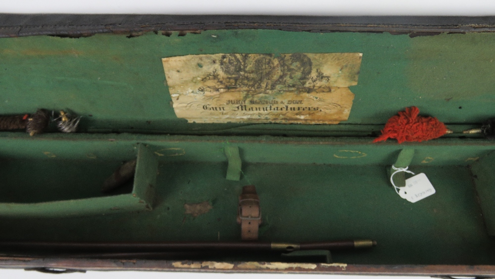 A part leather gun case bearing label for John Blanch & Son No 29 Gracechurch Street London, - Image 3 of 4