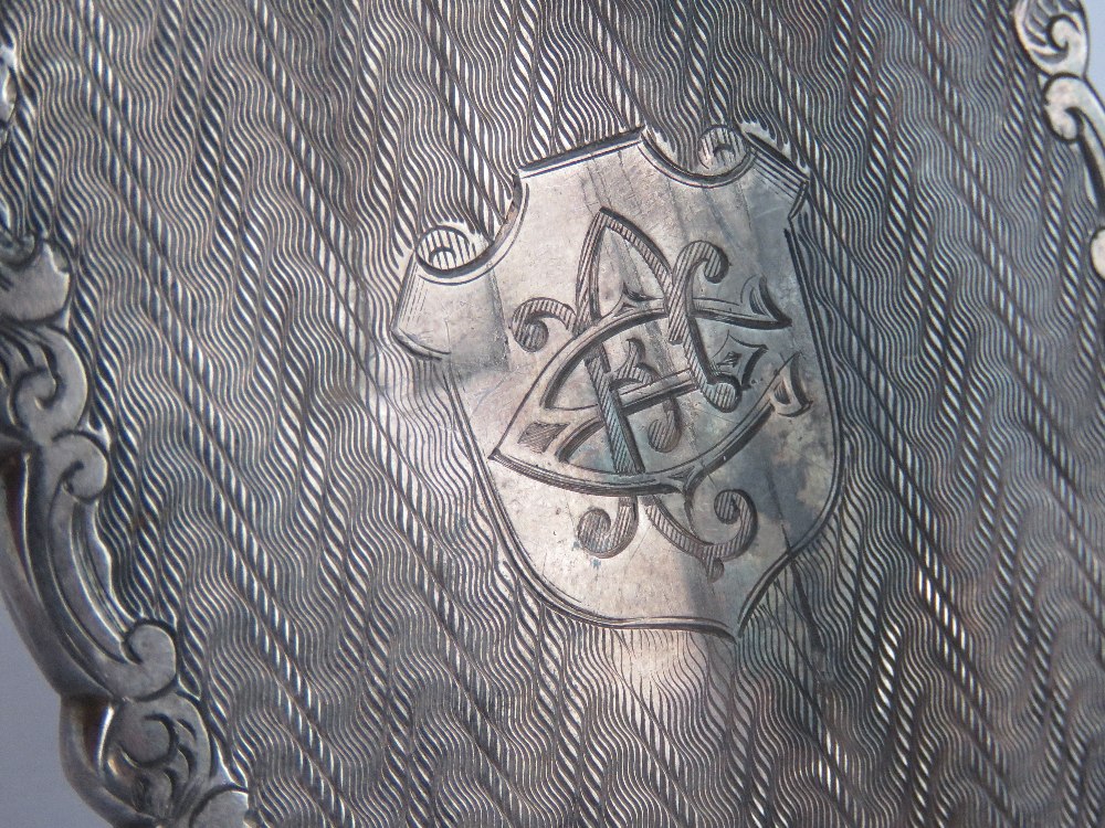 A Victorian HM silver card case having scrolling engraved border and monogrammed shield to front, 9. - Image 2 of 4