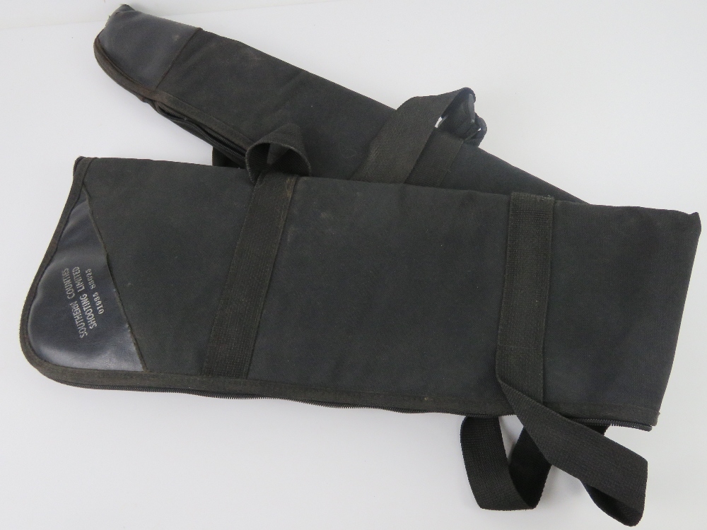 A fleece-lined canvas gun slip by Southern Counties Shooting Ltd, zip a/f.