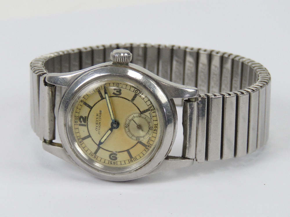 A Rolex 'Oyster Junior Sport' wrist watch c1940's, silvered dial with luminous Arabic numerals, - Image 2 of 7