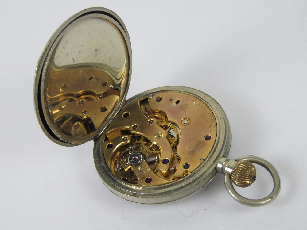 A chronometre pocket watch having enamel dial with chromed case, a/f. - Image 3 of 5