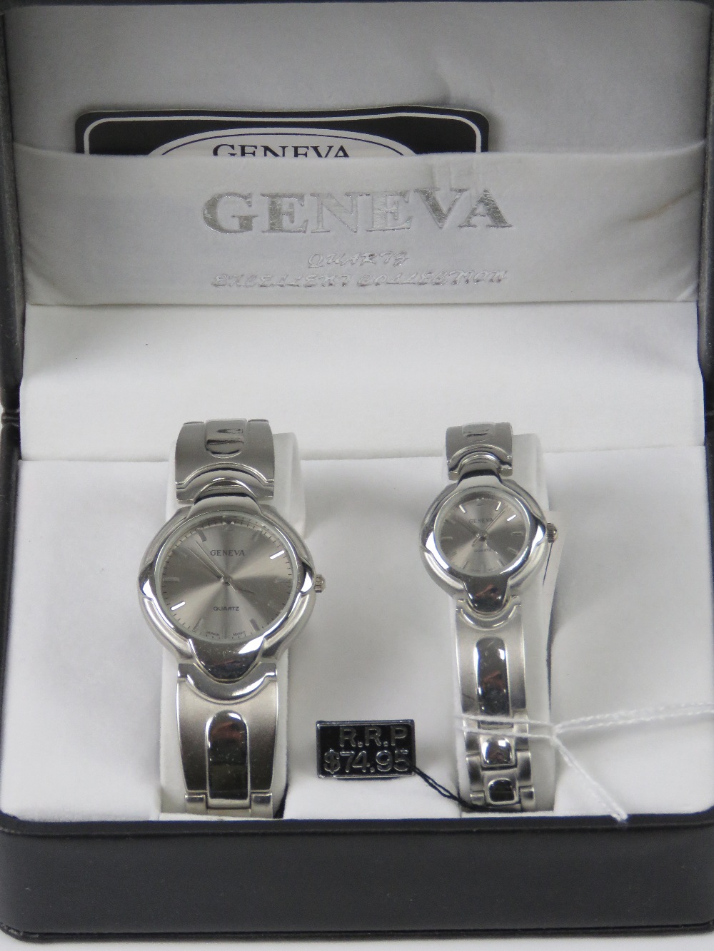 A 'His and Hers' stainless steel gents wristwatch and ladies wristwatch set, in presentation box.