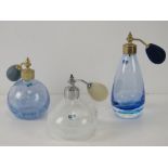 Three Caithness art glass atomiser perfume bottles, each with original Caithness label upon.