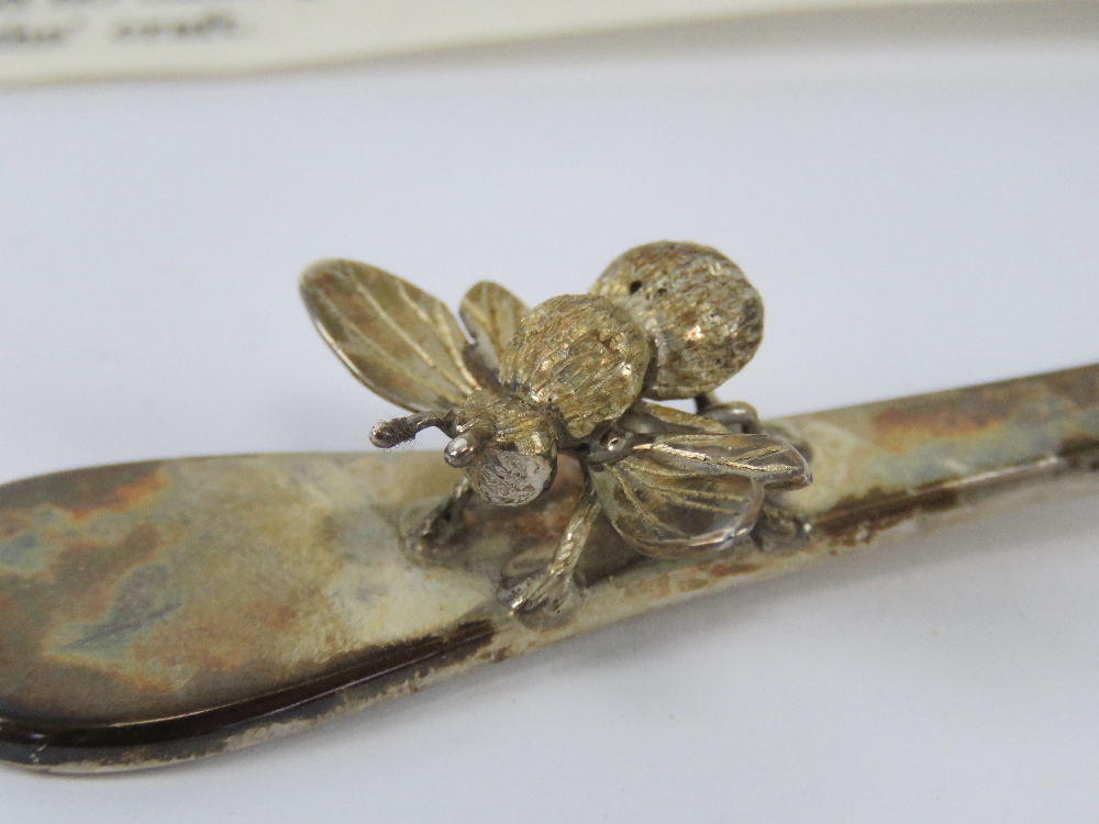 Amanda Birkett FSD-C (b1957); a HM silver sifter spoon having applied bee upon, - Image 3 of 3