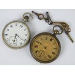 A chronometre pocket watch having enamel dial with chromed case, a/f.