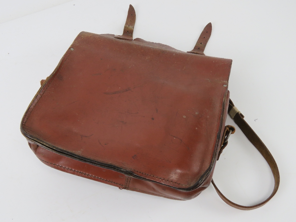 A pigskin leather cartridge bag with strap. - Image 3 of 3