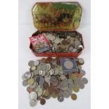 A large quantity of assorted world coinage including UK, Hong Kong, Romania, South Africa, India,