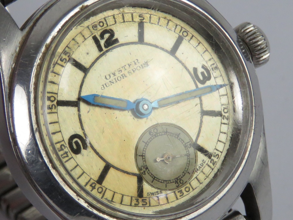 A Rolex 'Oyster Junior Sport' wrist watch c1940's, silvered dial with luminous Arabic numerals, - Image 7 of 7