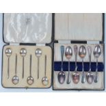 A set of six HM silver teaspoons in original fitted case, hallmarked Sheffield 1949.