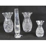Three Waterford Irish Crystal vases, each signed to base,