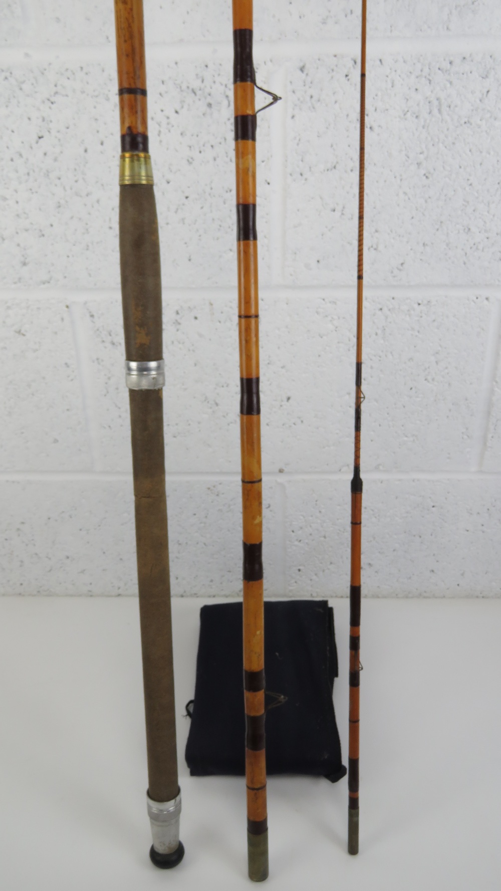 A vintage split can three sectional float rod for course fishing, 355cm in length, with cloth bag. - Image 2 of 2