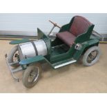 A fine quality hand built child's 12v battery car, wooden frame with steel front and rear bumpers,