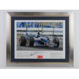 Print 'Murrays Magic Moment' Damon Hill drives his Williams FW18 to victory and the F1 World