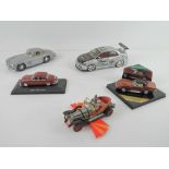 A quantity of model cars including Burago Mercedes 300SL, Kentoys Mitsubishi Evolution, Jaguar MkII,