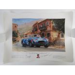 Two coloured prints 'Cobra King' Dan Gurney driving the Shelby Cobra to a class win in the 1964