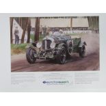 Nine James Dugdale colour prints 'Bentley Speed Six Le Mans 1929 Tim Birkin',