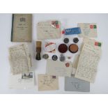 A quantity of Royal Navy ephemera including; first aid book dated 1943, tooth soap, shaving brush,