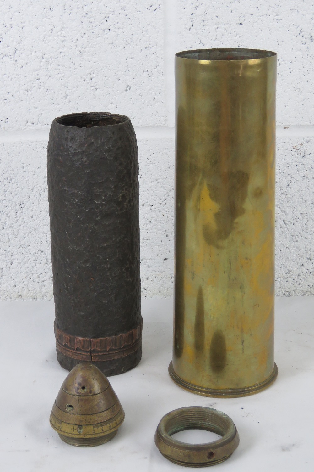 A British 18pr shell dated 1918 with head and fuse. - Image 2 of 4