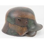 A WWI German M1916 snipers camouflage helmet having E.T.