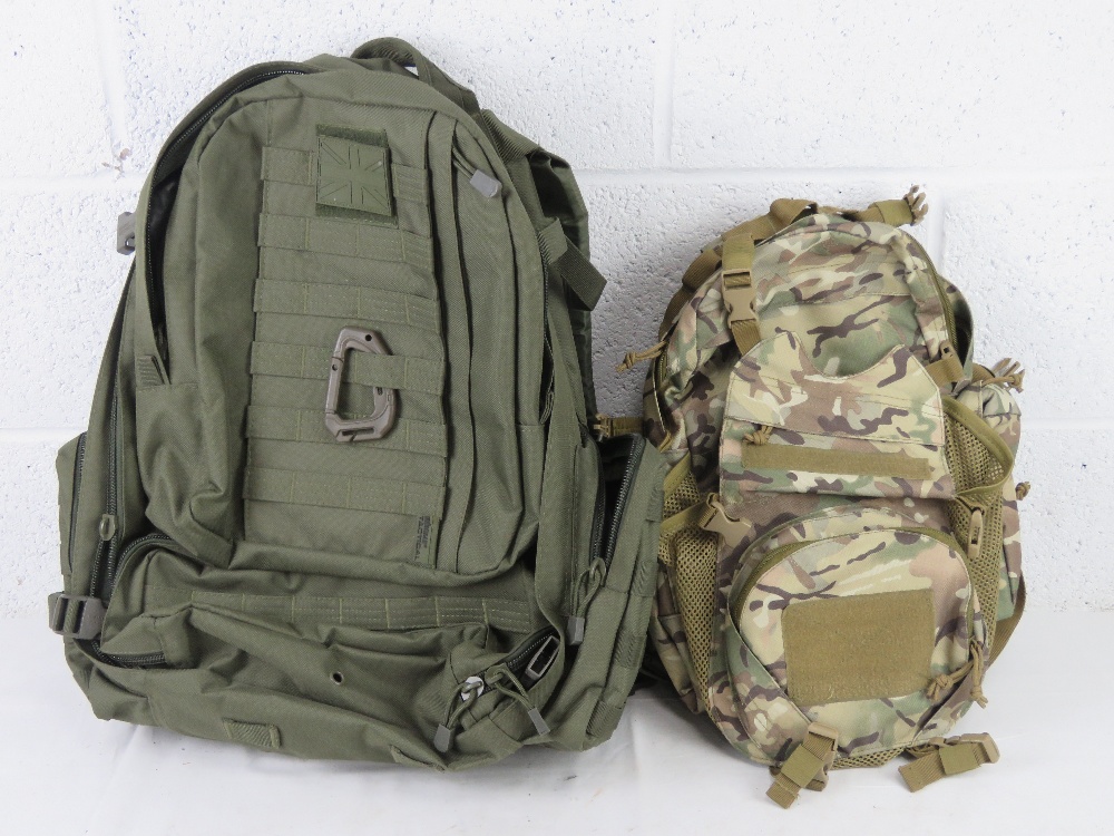 An MTP Kombat tactical patrol pack, also a large Kombat tactical patrol pack.