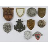 A quantity of assorted WWII German day badges including; 1938 Nordmark- Treffen,