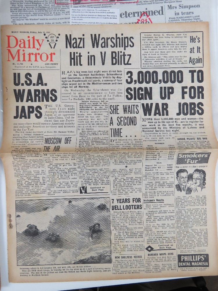 Daily Express front covers Tuesday May 8th 1945 'VE Day', Wednesday May 9th 1945 '12. - Image 2 of 11