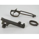 A SMLE metalwork set, including the nose, barrel band and trigger guard.