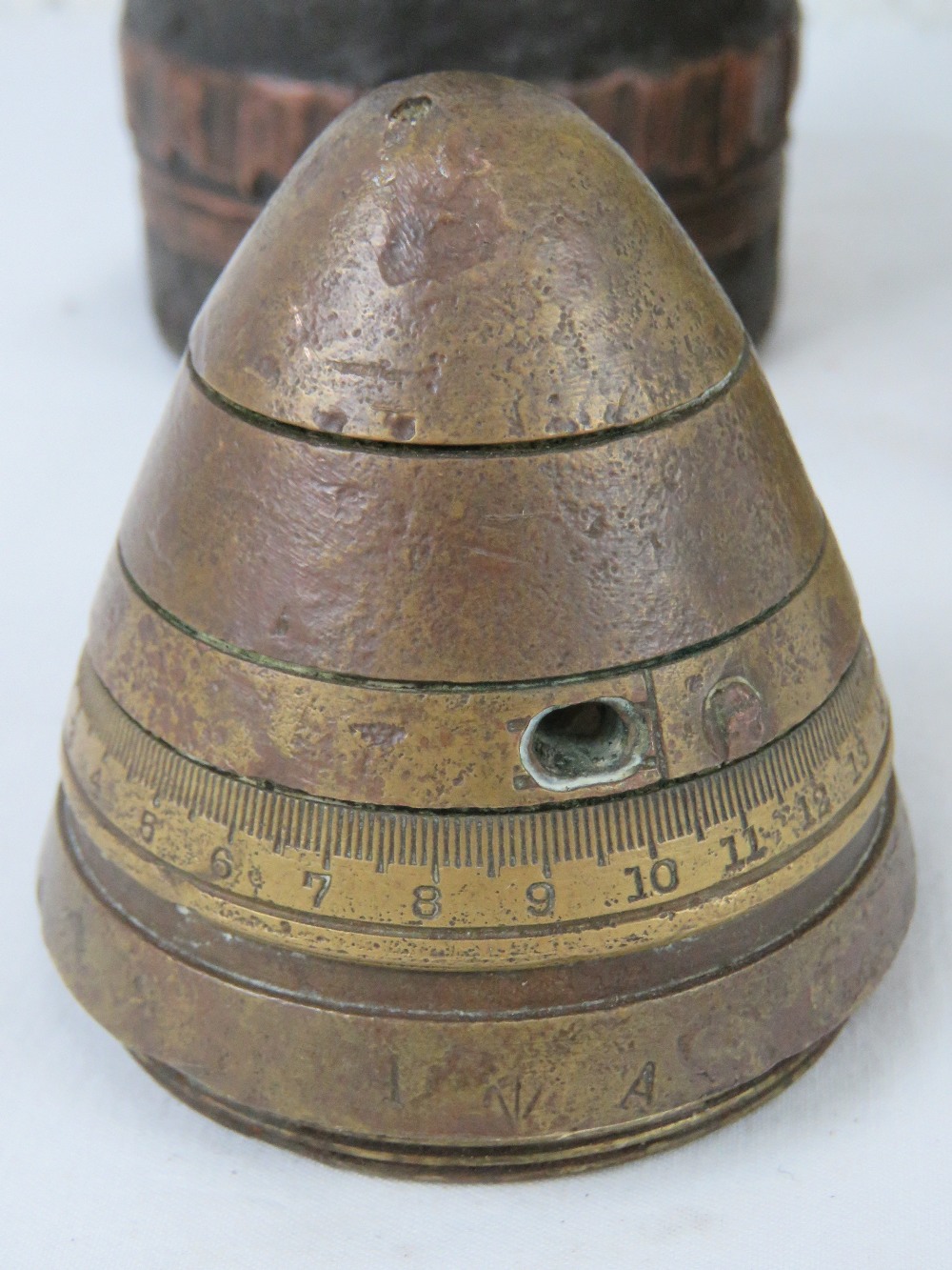 A British 18pr shell dated 1918 with head and fuse. - Image 3 of 4