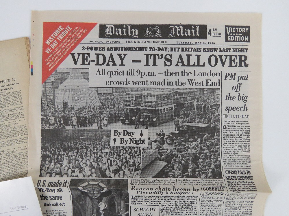 Daily Express front covers Tuesday May 8th 1945 'VE Day', Wednesday May 9th 1945 '12. - Image 11 of 11