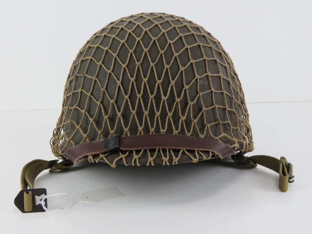 A WWII US Army McCord helmet having heat stamp that dates it to 1945, - Image 2 of 6