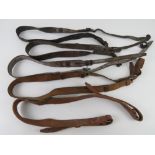 A quantity of five WWII PPSH41 leather slings.