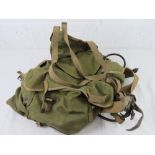 A WWII British back pack and frame.